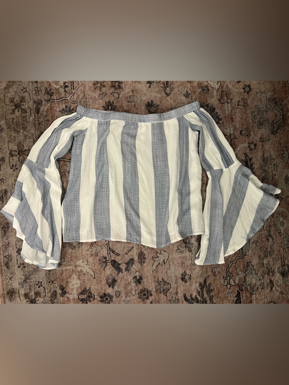 SEEK the label Vertical Striped Off-Shoulder Women's Top - Bell sleeves medium